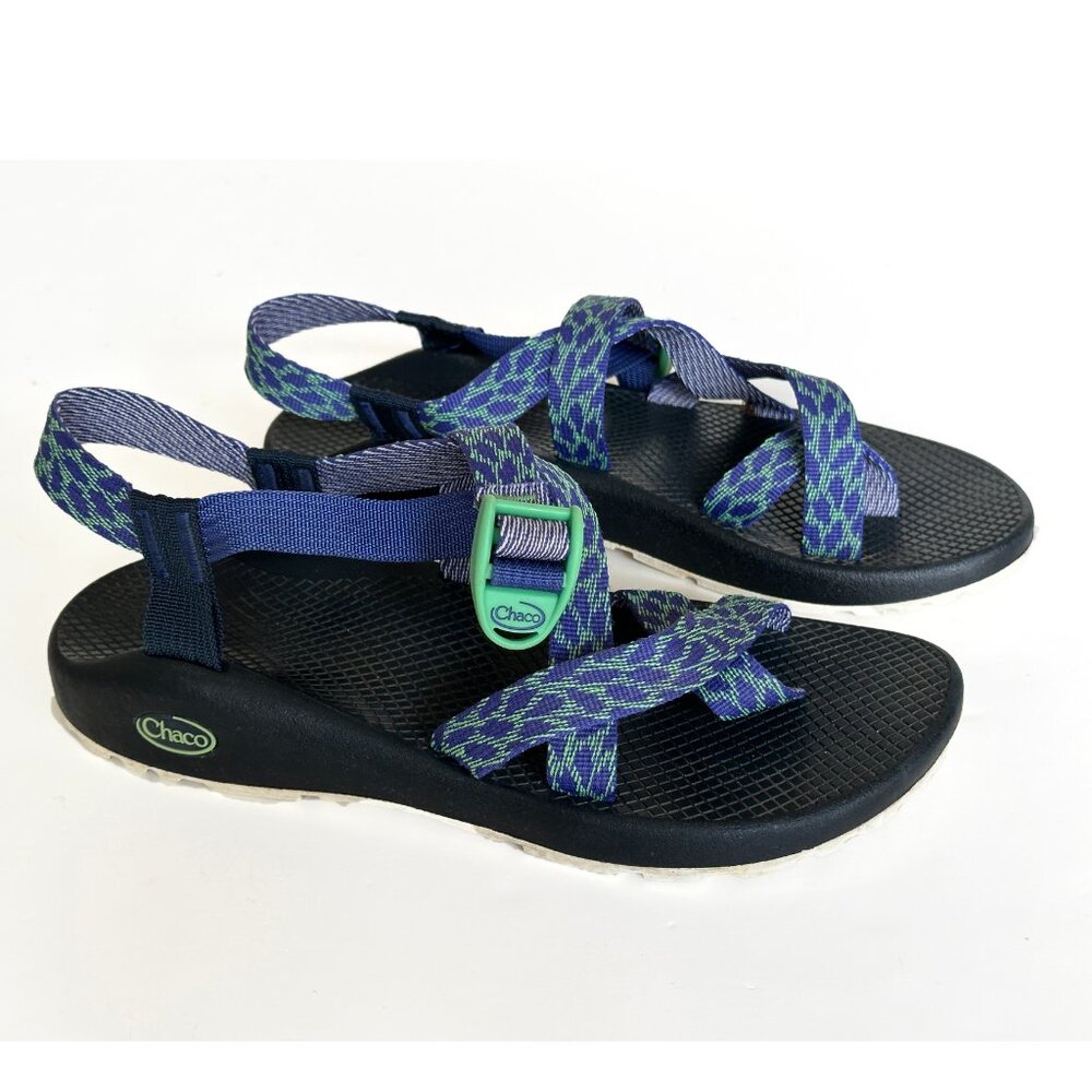 Chaco Sandals Women's 10 Medium Blue and Green Toe Strap Adjustable Z Cloud Outd